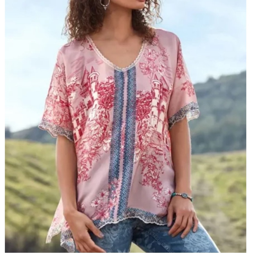 Johnny Was House Halsey silk printed blouse top women’s medium